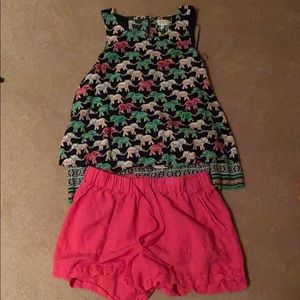 Crown and ivy 2 pc blouse and short set